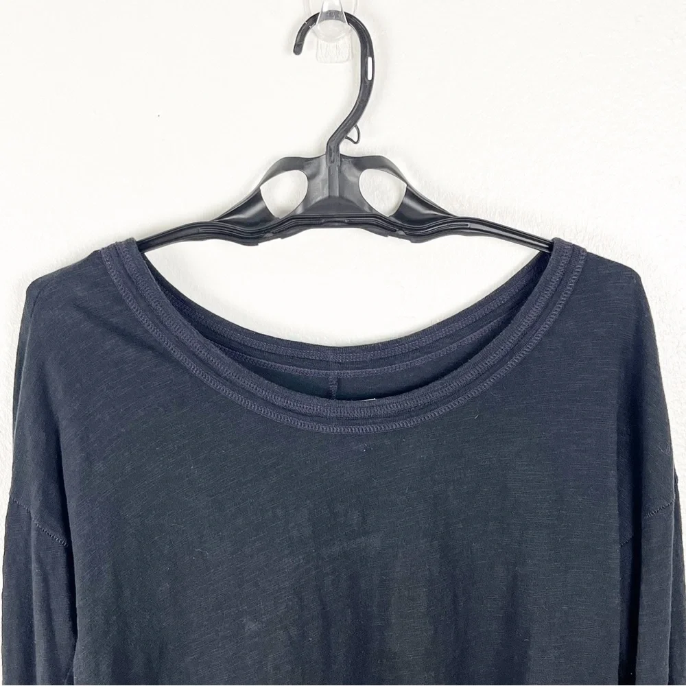 FREE PEOPLE Charcoal Drop Shoulder Purple Stitching Long Sleeves Top Small